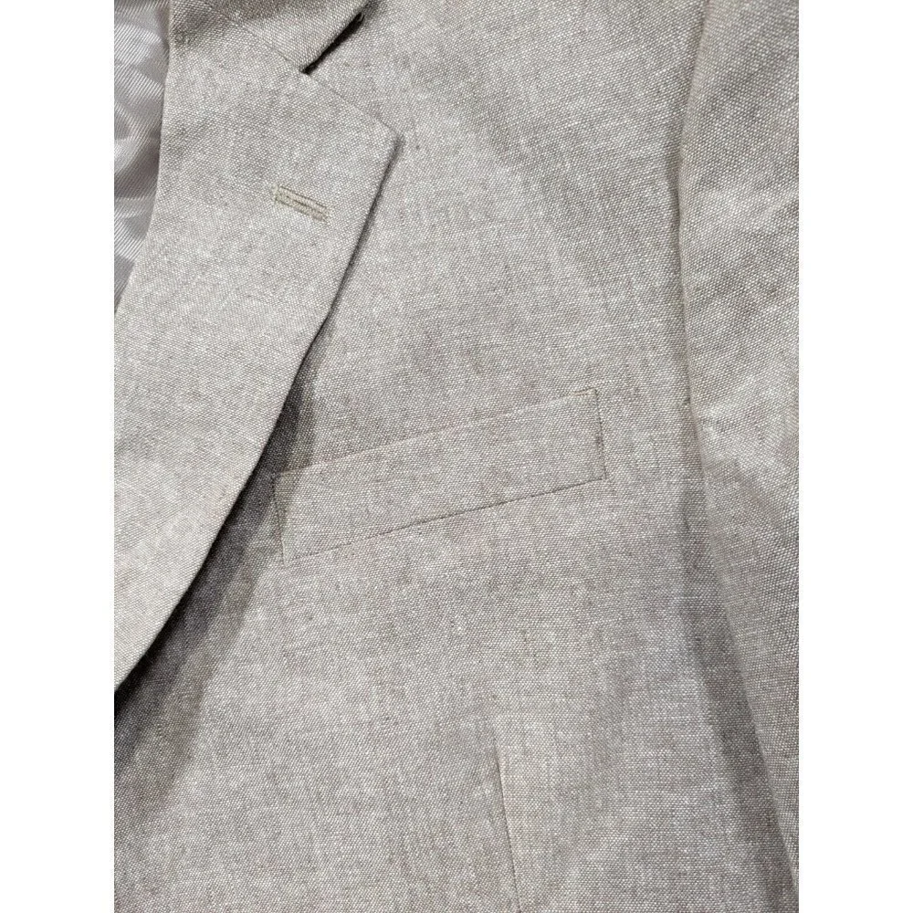 Stafford Sport Coat Mens 48 Regular Signature Linen Cotton Classic Fit Beige